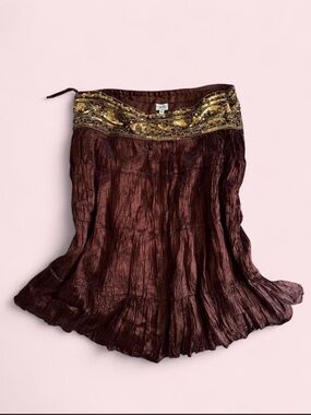 Vintage Caché Brown Gold Sequin Pirate Skirt